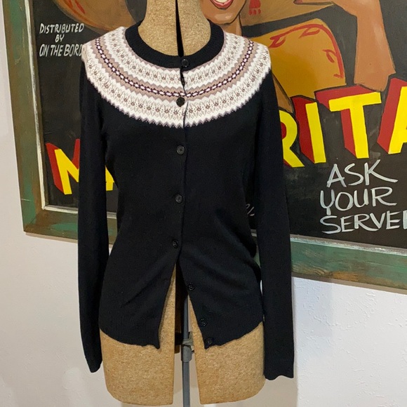 Merona Black Argyle Cardigan Size XS - Picture 1 of 11
